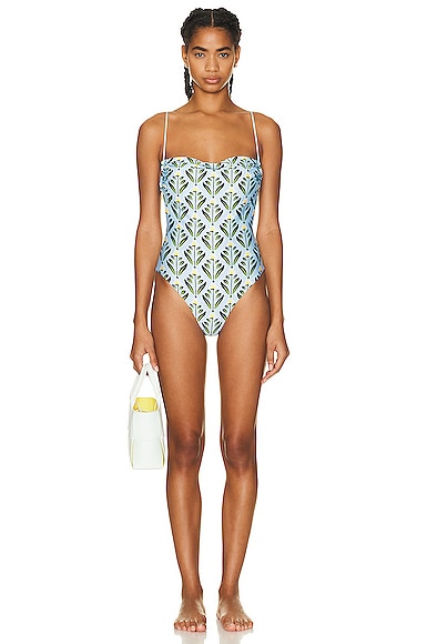 Agua By Agua Bendita + Net Sustain Cerámica Margarita Floral-print Recycled Swimsuit In Blue