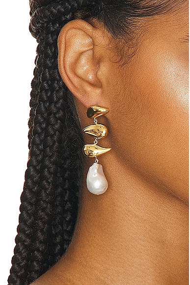 Shop Agmes Flora Earrings In Gold Vermeil