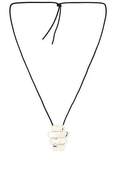 AGMES Ilona Pendant Necklace in Sterling Silver & Black Cord