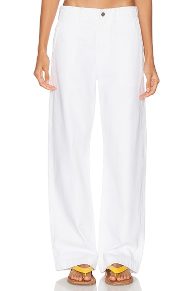 AGOLDE X Maria McManus Trouser Wide Leg in White Cotton