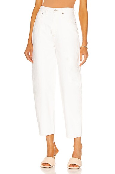 Agolde White 90s Pinch Waist High-rise Straight Jeans In Porcelain