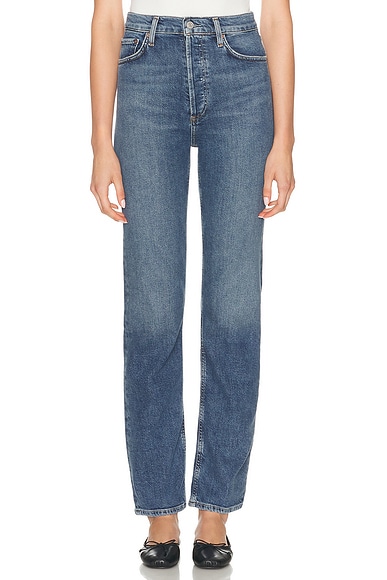 90s Pinch Waist Long High Rise Straight Jeans