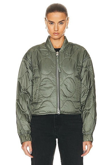 Shop Agolde X Shoreditch Ski Club Iona Quilted Jacket In Laurel