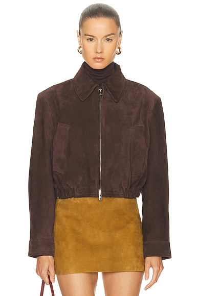 AGOLDE Nahlia Cropped Suede Jacket in Root