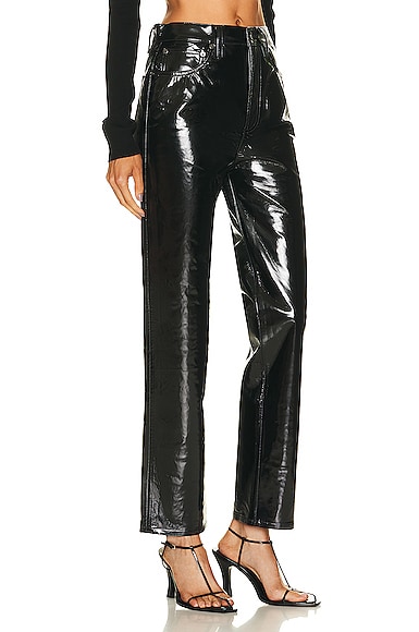 Shop Agolde Recycled Leather 90's Pinch Waist In Black Patent