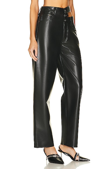 Shop Agolde Recycled Leather Broken Waistband In Detox