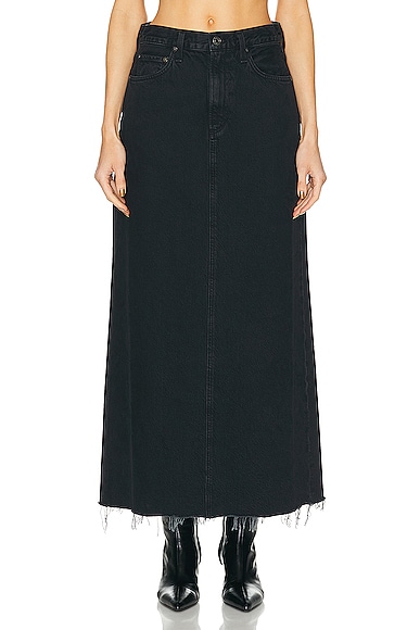 AGOLDE Hilla Long Line Skirt in Black