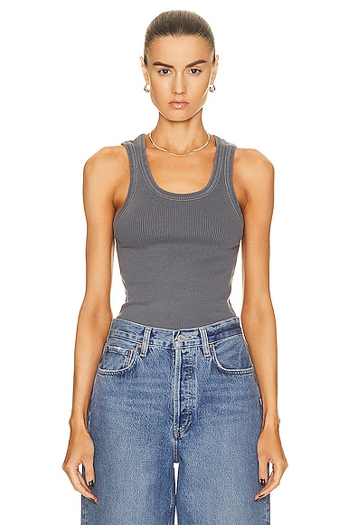 Agolde "ribbed Poppy Sleeveless In Gravity