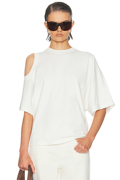 AGOLDE Shoulder Cut Out T-shirt in White Ash
