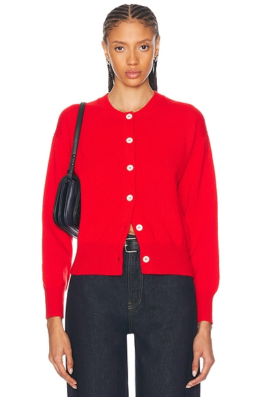 &Daughter Ada Crewneck Cardigan in Poppy Red