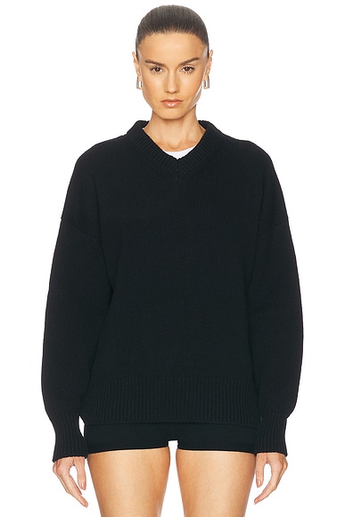&Daughter Balla Slouch V-Neck Sweater in Black