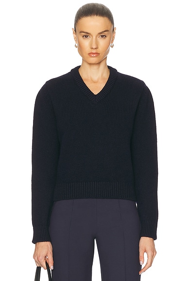 &Daughter Glenn V-Neck Sweater in Navy