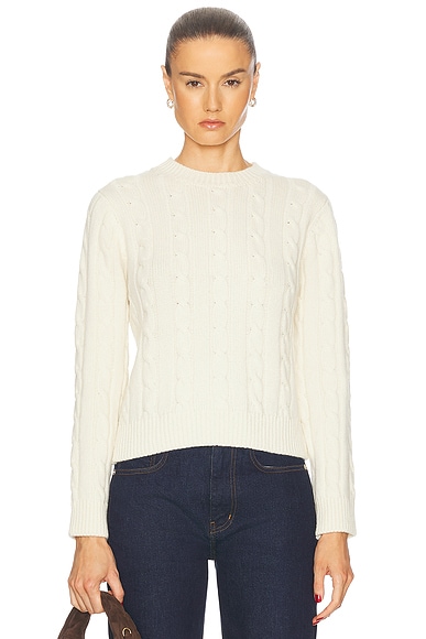 &Daughter Cable Crewneck Sweater in Ecru