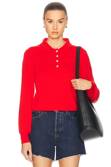 &Daughter Aiofe Polo Sweater in Poppy Red