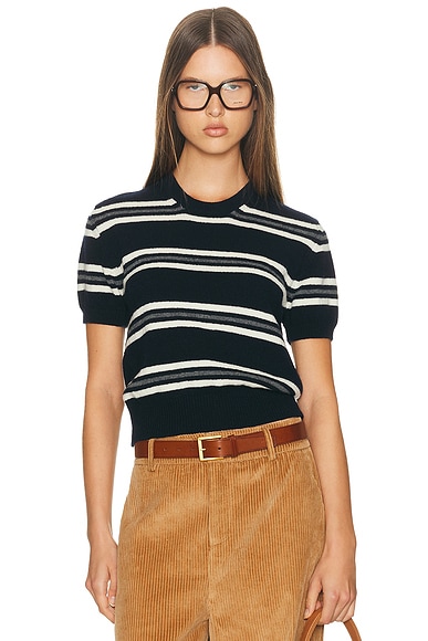 &Daughter Wicklow Stripe T-Shirt in Navy Stripe