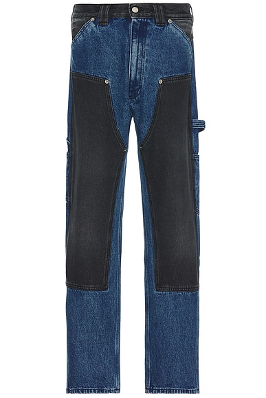 Aries Colourblocked Denim Carpenter Jean in Black & Blue