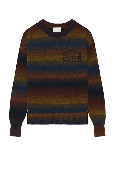 Acne Studios Stripe Knit Sweater in Brown & Military Green