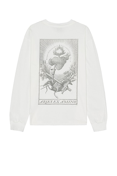 Aries Faded Aries Ex Amino Long Sleeve Tee in Off White