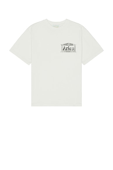Aries Aged Ancient Temple Tee in Off White