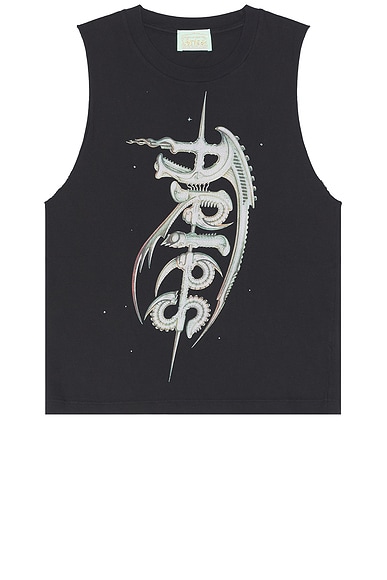 Aries Aged Giger Muscle Vest Tank in Black