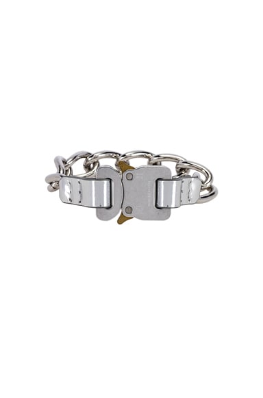 Alyx 1017  9sm Chain Bracelet With Leather Details In Metallic In Silver