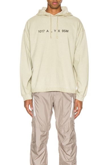 1017 ALYX 9SM Logo Print Hooded Tee in Ghost Green | FWRD