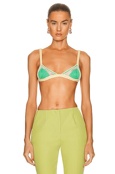 Aisling Camps Embroidered Crochet Bra in Green
