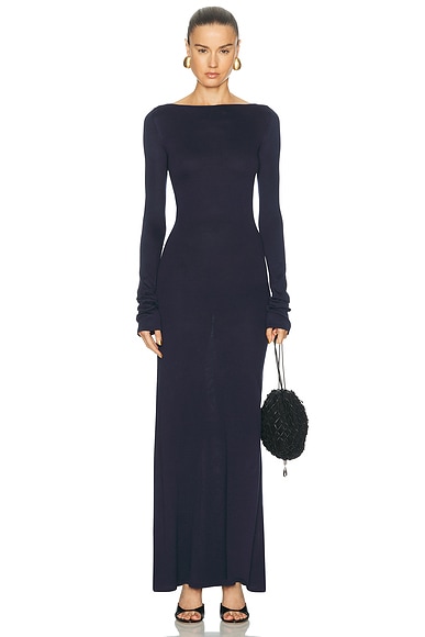 Amiya Sobilia Long Sleeve Dress in Dark Blue
