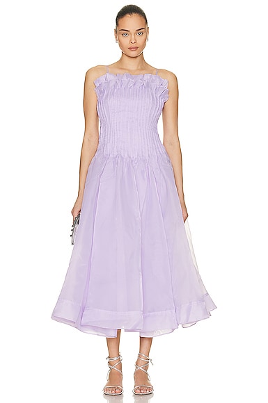 Aje Horizon Pintucked Midi Dress in Lilac