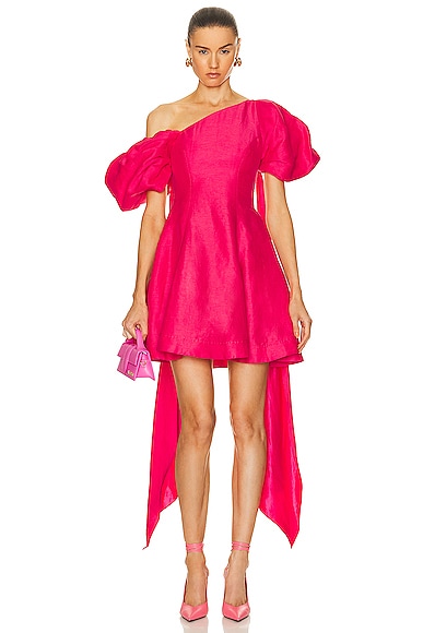 Marissa Dress, Pink Tailored Mini-Dress with Long Back Panel