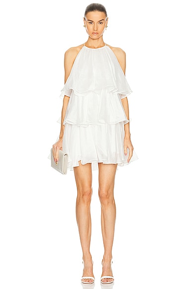 Aje Claudia Tiered Mini Dress in Ivory