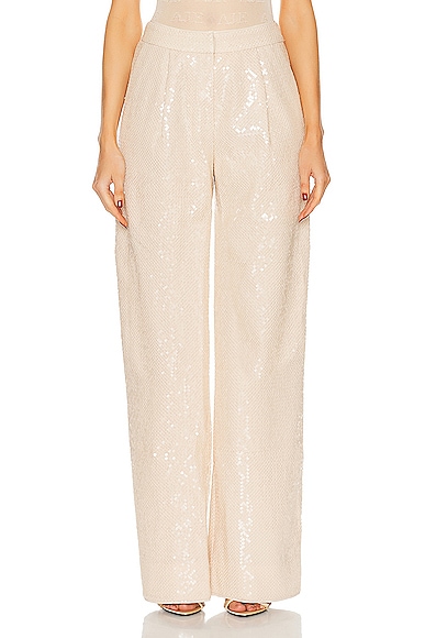 Aje Incandescent Sequin Pant in Sand Brown