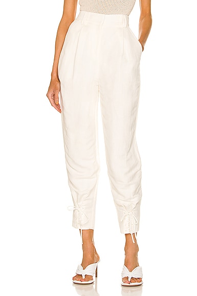 Aje Aurora Lace Up Pant in Ivory