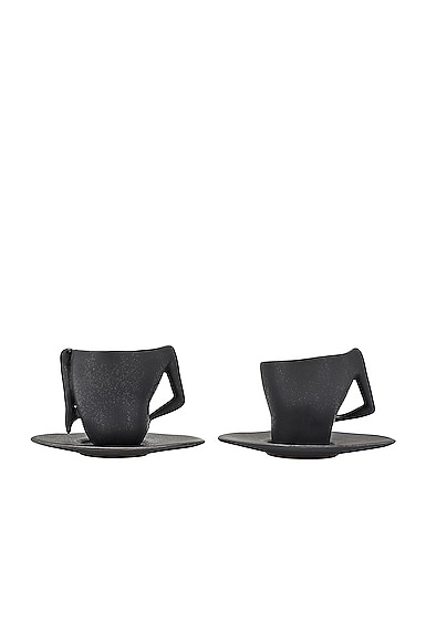 Shop Anissa Kermiche C Cups Coffee Cups Set Of 2 In Matte Mottled Black