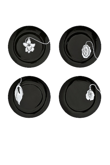 Anissa Kermiche Forniplates Dinner Plates Set of Four in White & Black