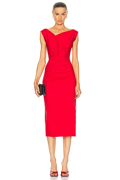 Shop Aknvas Ivy Stretch Jersey Dress In Red