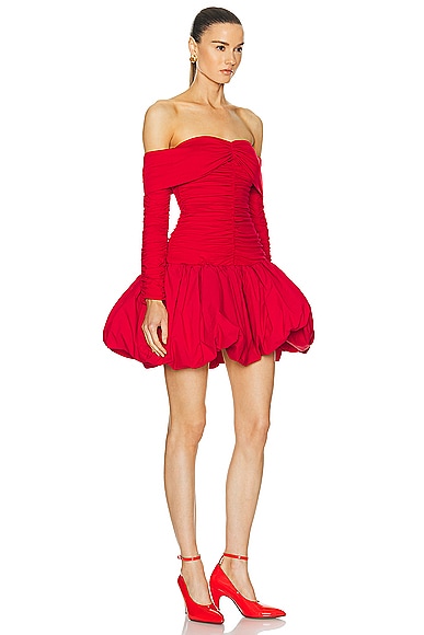 Shop Aknvas For Fwrd Greta Stretch Jersey Dress With Pockets In Red