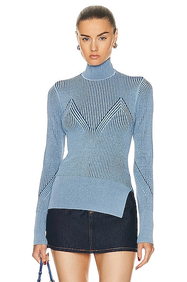 AKNVAS Lennox Two Toned Knit Top in Sky