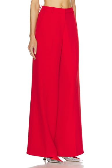 Shop Aknvas Elin Crepe Elastic Waistband Pant In Red