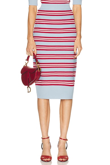 AKNVAS Rosalyn Knit Pencil Skirt in Garnet Stripe