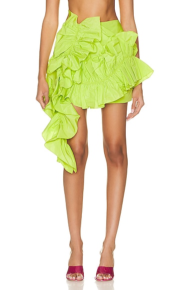 AKNVAS Ela Ruffle Mini Skirt in Green