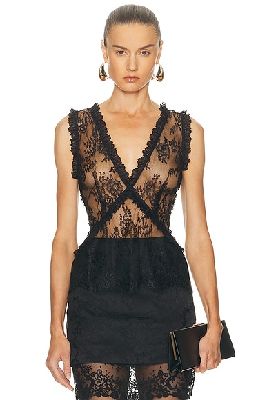 AKNVAS Ash Lace Top in Black