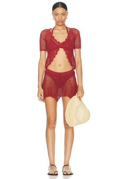 Akoia Swim Gaia Mini Skirt Set in Red Ochre