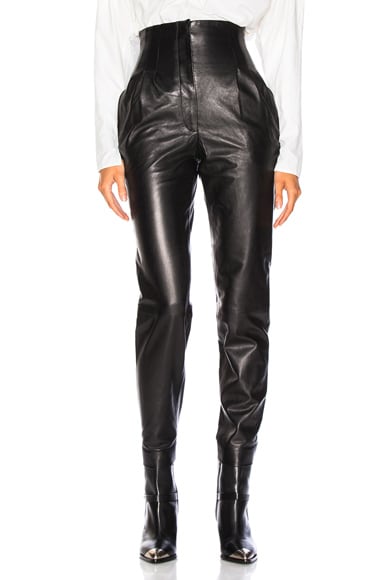 leather high waisted trousers