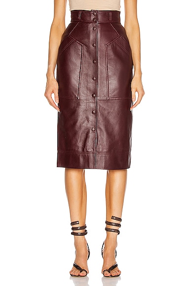 Leather Button Skirt