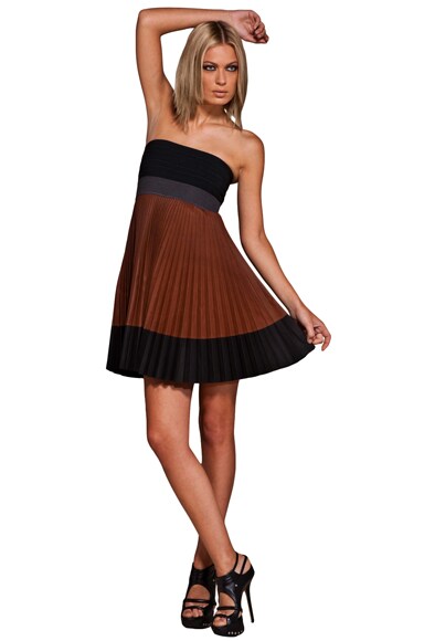 A.L.C. Pleated Leather Dress in Brown | FWRD
