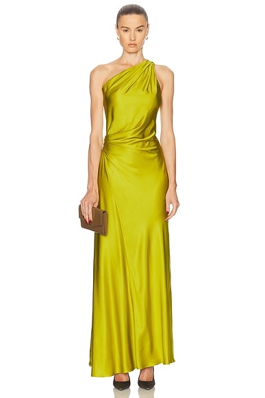 The Sei Asymmetrical Drape Dress in Kelp | FWRD