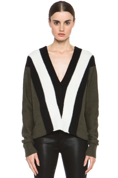 A.L.C. Branch Wool Crepe Sweater in Army | FWRD