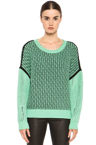 A.L.C. Maddie Cotton-Blend Sweater in Mint & Black | FWRD