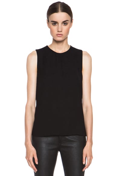 A L C Bacy Classic Italian Crepe Top in Black FWRD